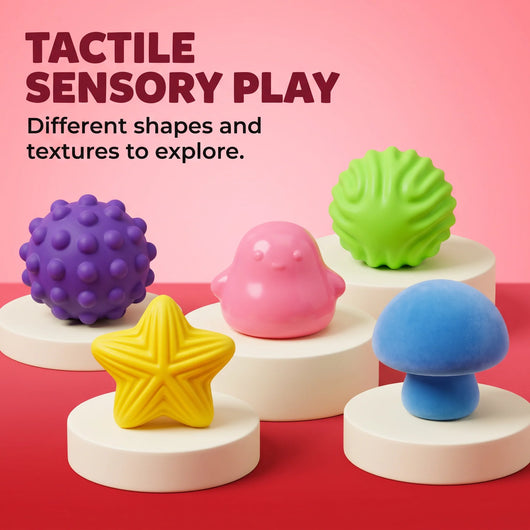 Different squishy shapes and textures to explore